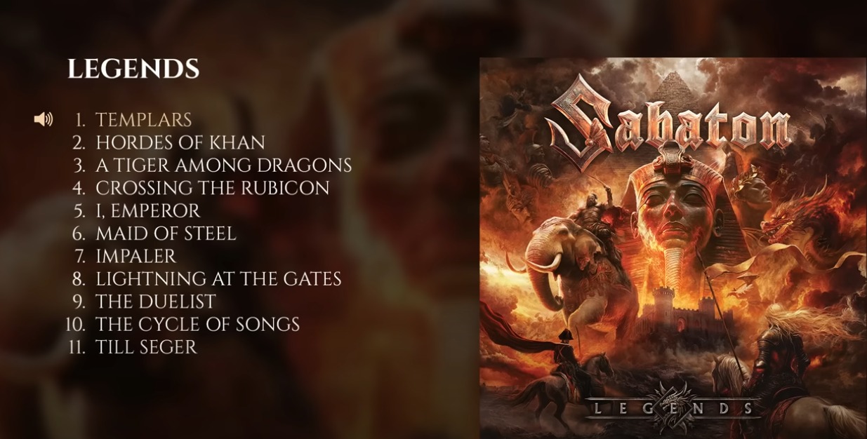 Sabaton, Legends, disco completo