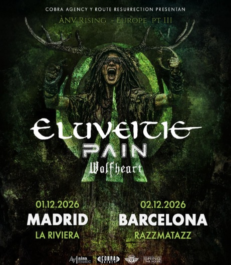 Eluveitie, Pain y Wolfheart, Madrid y Barcelona 2026