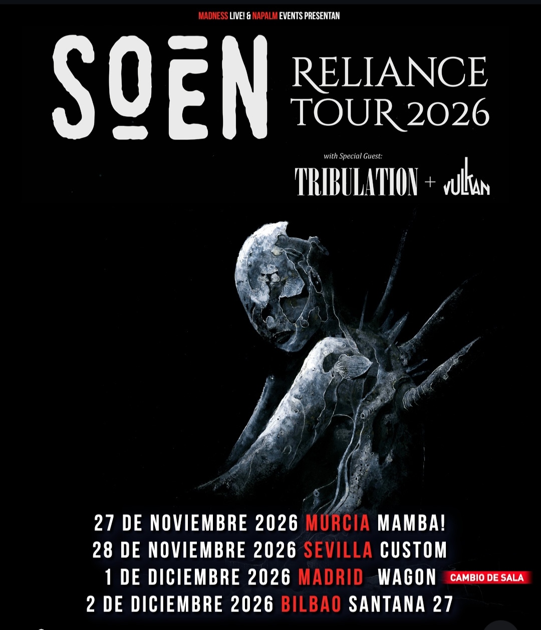 Soen cambio de sala Madrid
