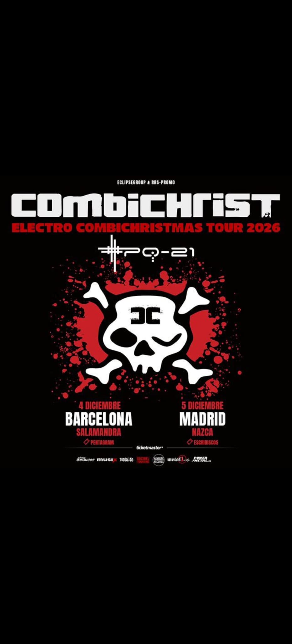 Combichrist estarán en Barcelona y Madrid en diciembre de 2026