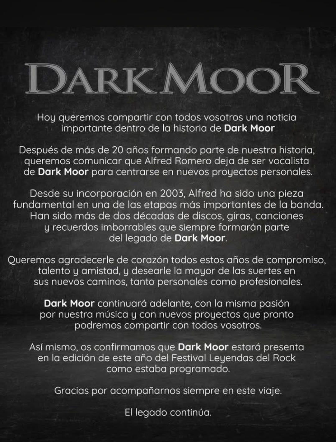 Comunicado Dark Moor