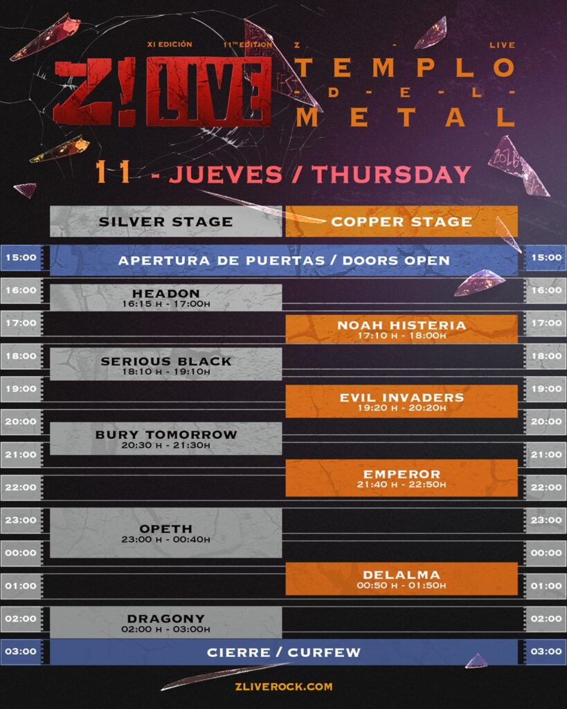 Horarios Z! Live 2026 Jueves