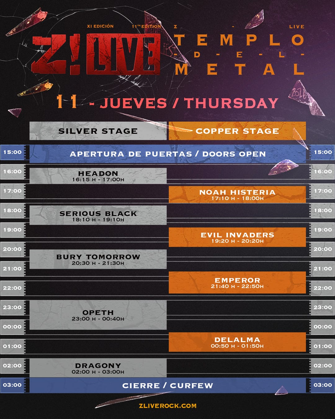 Horarios Z! Live 2026 Jueves