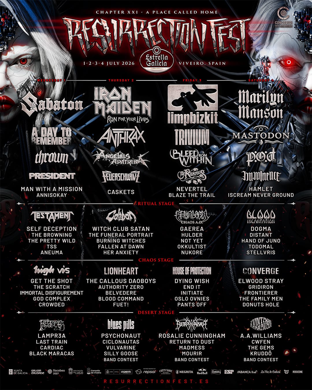 Cartel por días del Resurrection Fest 2026