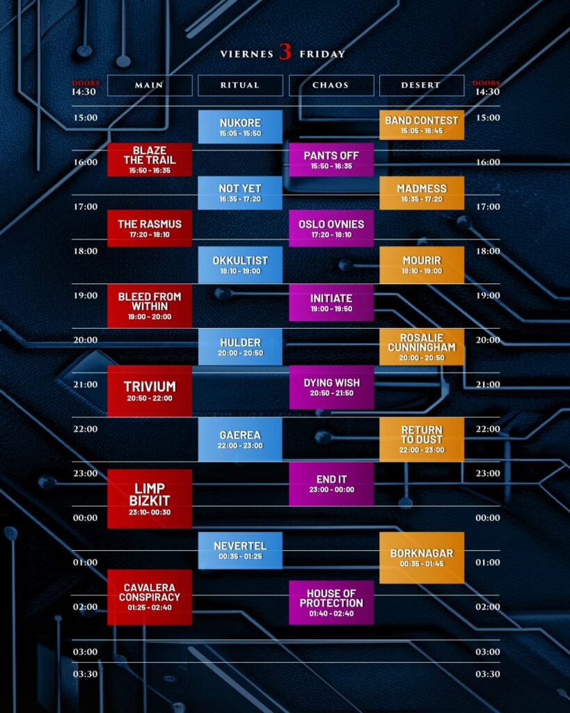 Horarios viernes Resurrection Fest 2026