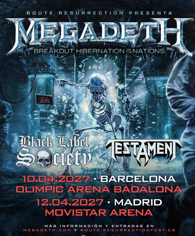 Megadeth Barcelona y Madrid abril 2027