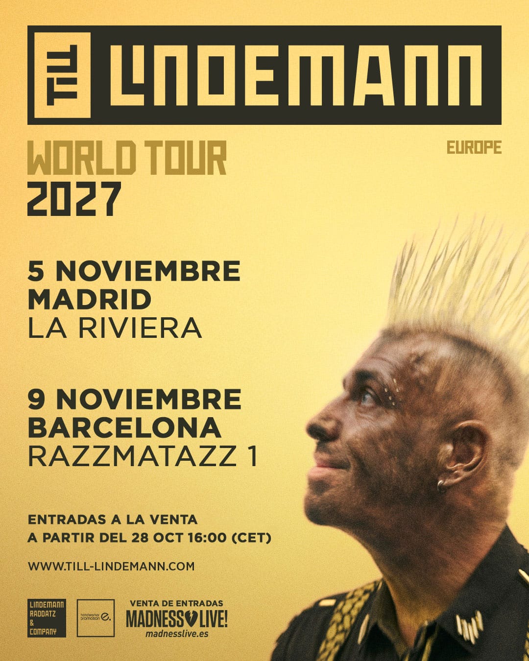 Till Lindemann, conciertos en España en 2027